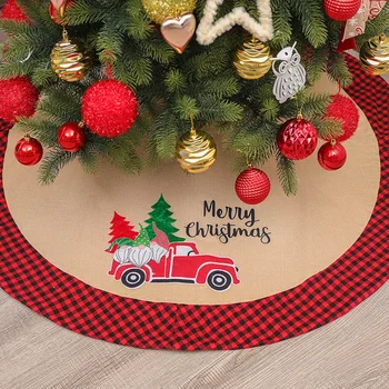 

Christmas Tree Skirt Linen Car Pattern Xmas Tree Base Mat Apron Holiday New Year Home Decorative Supplies