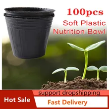 

100pcs Round Nutritional Black Plastic Nursery Pots Seedlings Plants Pots Garden For Home Transplant Flower Plant Pots