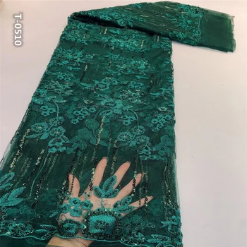 

Latest style African Sequins Lace Fabric 2020 High Quality Lace French Sequence Tulle Lace Nigerian Lace Fabrics For Wedding