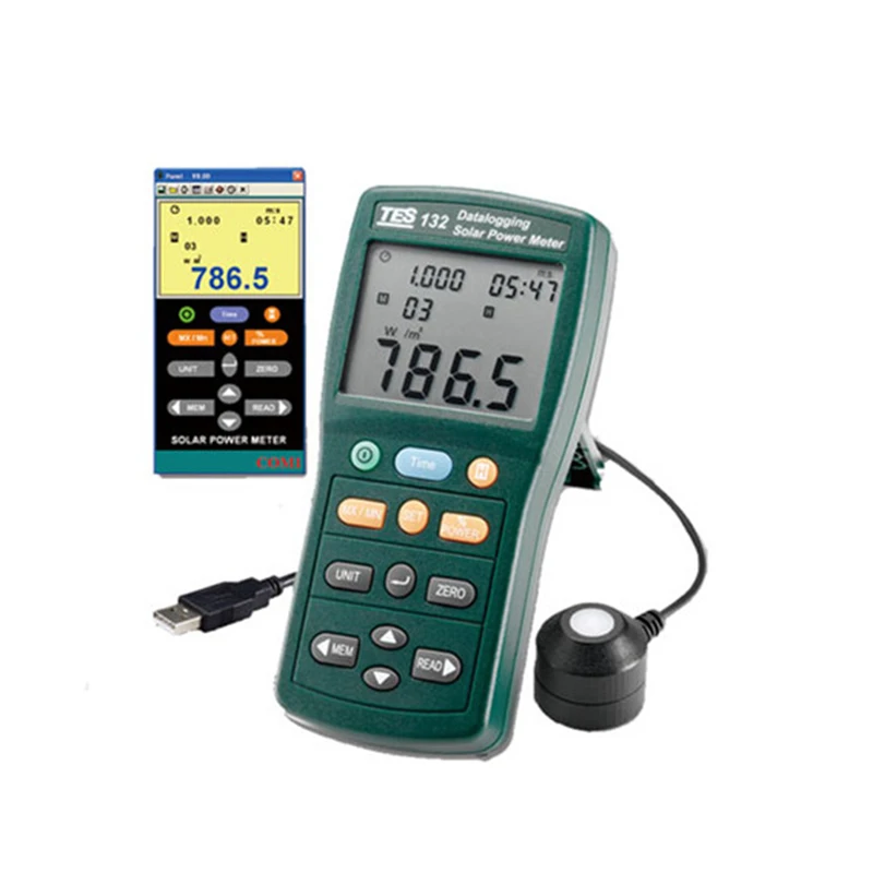 

TES-132 Solar Power Meter Wide Spectral Range ,Datalogging W/USB Cable Software Power Meter High Precision Digital Portable.