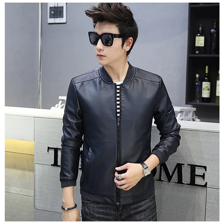New Products Autumn And Winter Men'S Wear Fashion Man Jacket Youth Slim Fit PU Leather Men's Casual Coat Kw-w217