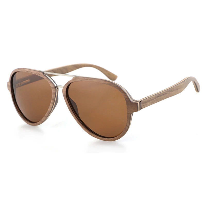 

Dropshipping Protection 100% Wooden Sense Large Big Frame Sun Glasses Women Brown Lens Pilot Wood Laminated Oversized Sunglasses