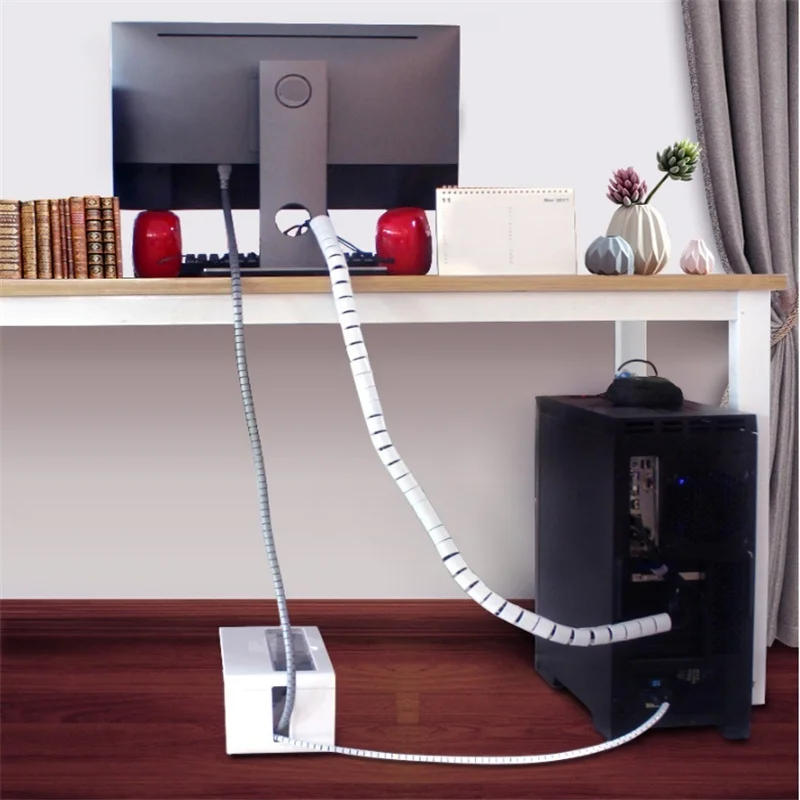 Cable Organizer 2M Flexible Spiral Tube Cable Organizer Wire Wrap Cord Protector Storage Pipe Cables Winder Home Desk Office Organization Tools
