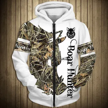 

Hunting Boar Hunter 3D Print Men's Zipper Hooded Hoodies Wildlife Animals Casual Harajuku Hoody Coat Jacket Tracksuit Streetwear