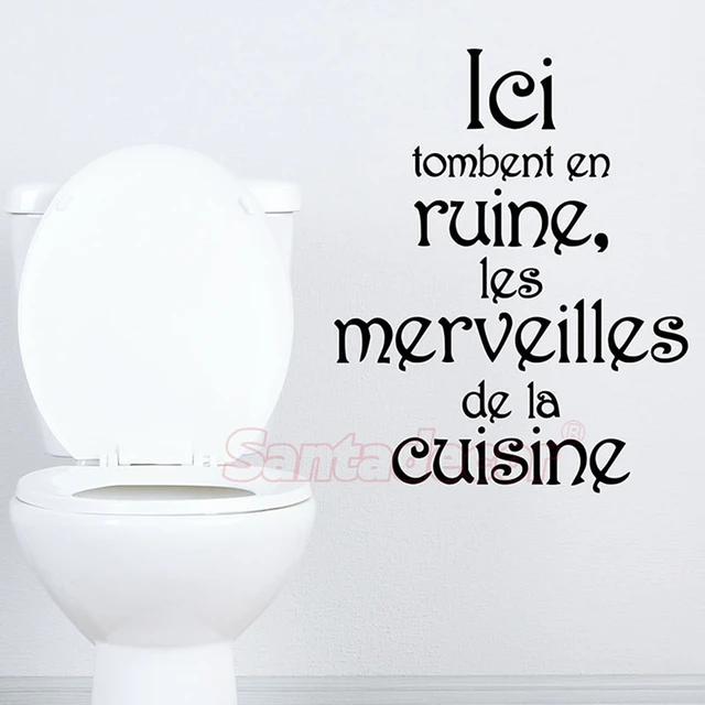 Stickers WC Ici Tombent En Ruine Toilet Wall Decal Restroom Home Decor  House Decoration Poster WC Wall Decor 23 cm x 29 cm - AliExpress