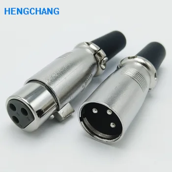 

10pcs 3Pins silver XLR connector Female and Male connector Microphone connector MIC Adapter