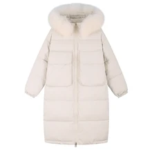 Женские Длинные парки, зимнее пальто-20 градусов, утолщенная теплая куртка с большим меховым воротником, пальто, повседневная женская зимняя верхняя одежда, парки m-xxl
