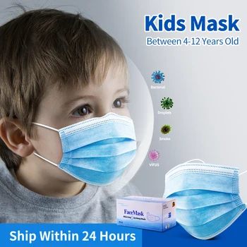 

100pcs High-quality disposable 3 layers Non-Woven safe mask filter kids mouth mask ear hanging breathable child face masks