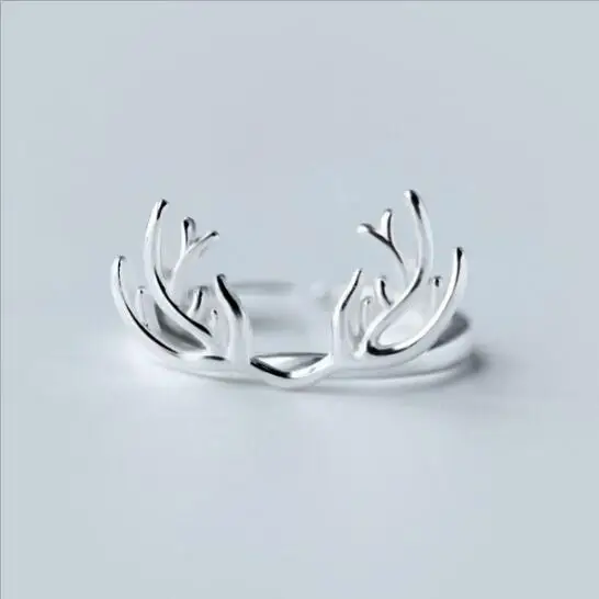 Oly2u простое регулируемое кольцо из оленьего рога, женское серебряное ювелирное изделие, ретро кольцо на палец в виде животного для женщин, Дамский Рождественский подарок anillos
