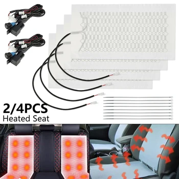 

12V Car 4 Carbon Fiber Heating Pads Heated Seat Heater With Dual 5 Dial Swtich Work Driver And Passenger Fit For BMW Heater