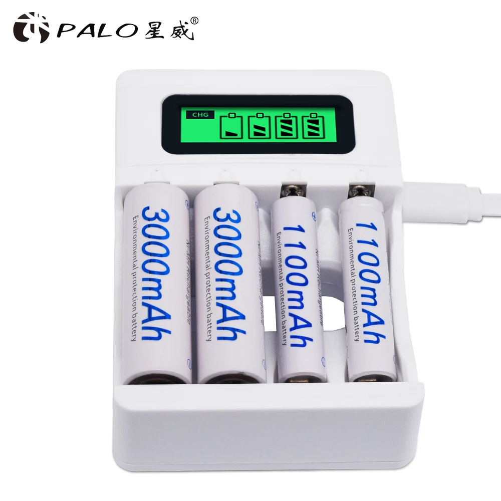 PALO оптовая цена 4 слота ЖК дисплей легкое зарядное устройство с USB входом для