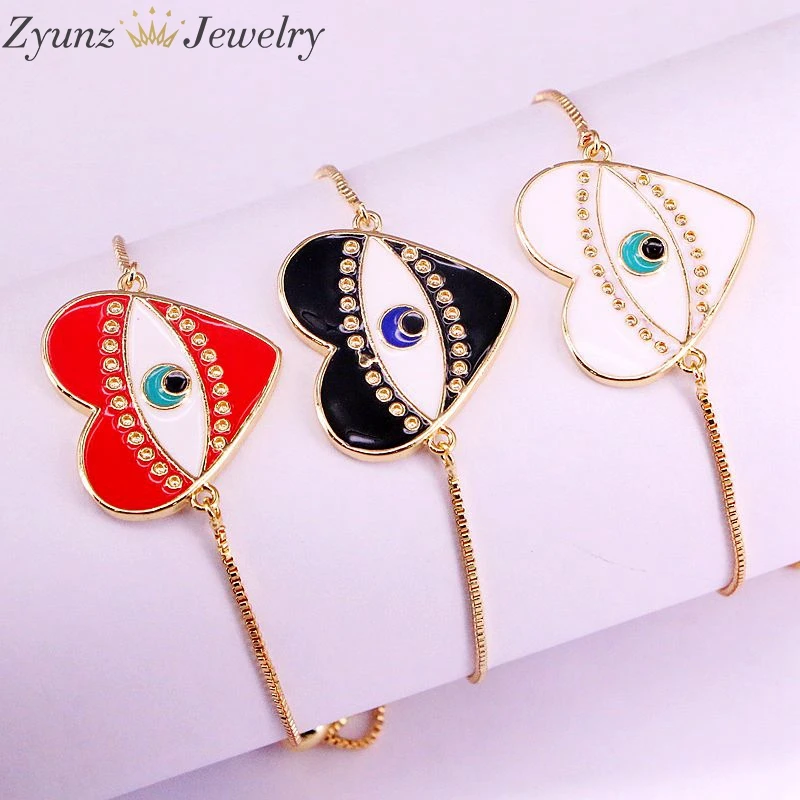 10 шт, эмалированные глаза сердце соединительные украшения цепь талисманы браслет для женщин девочек