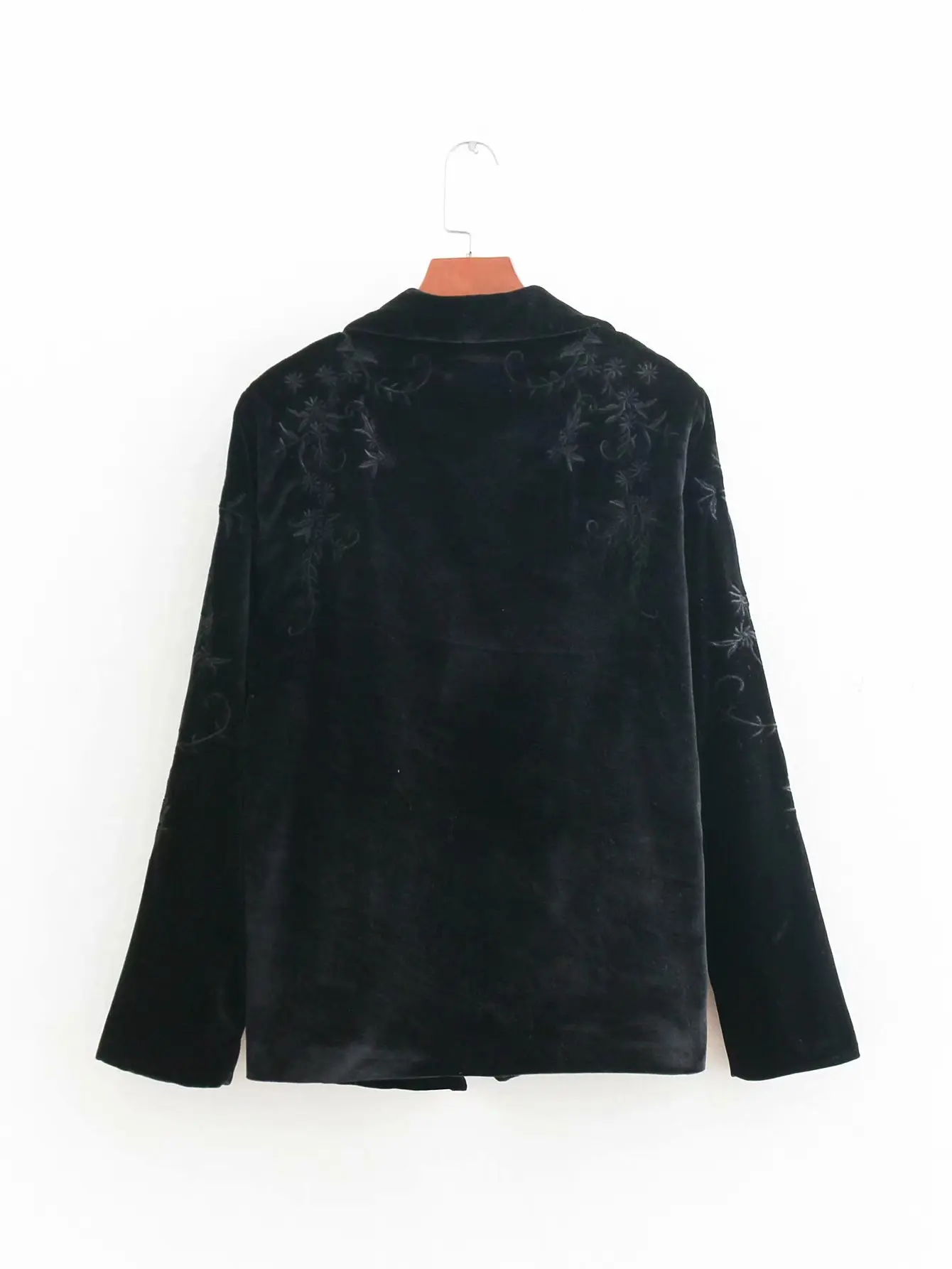 

Europe And America 2018 Autumn And Winter New Style WOMEN'S Dress-Style Embroidered Velvet Suit Coat W3042