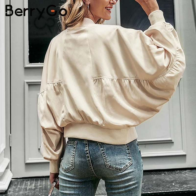 BerryGo Повседневная зимняя куртка бомбер с эластичным поясом Женская модная летная