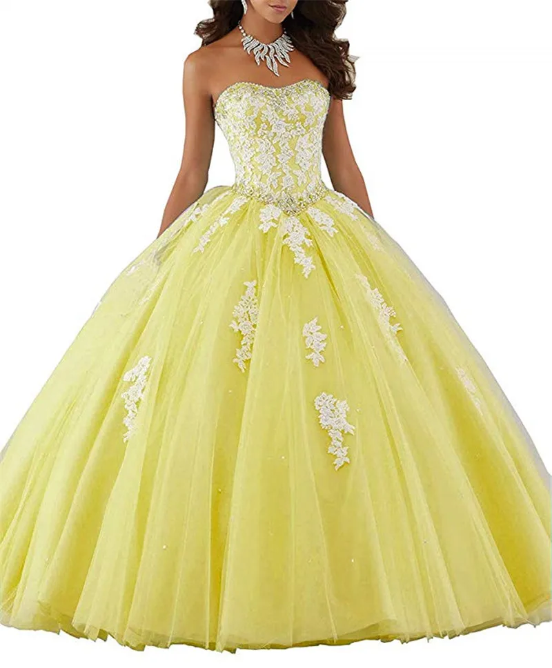 Сапфировое свадебное платье, много цветов, Милая Аппликация, бальное платье, Vestidos De 15 Anos, бисероплетение, Seet 16, вечерние платья - Цвет: BLF-27-yellow