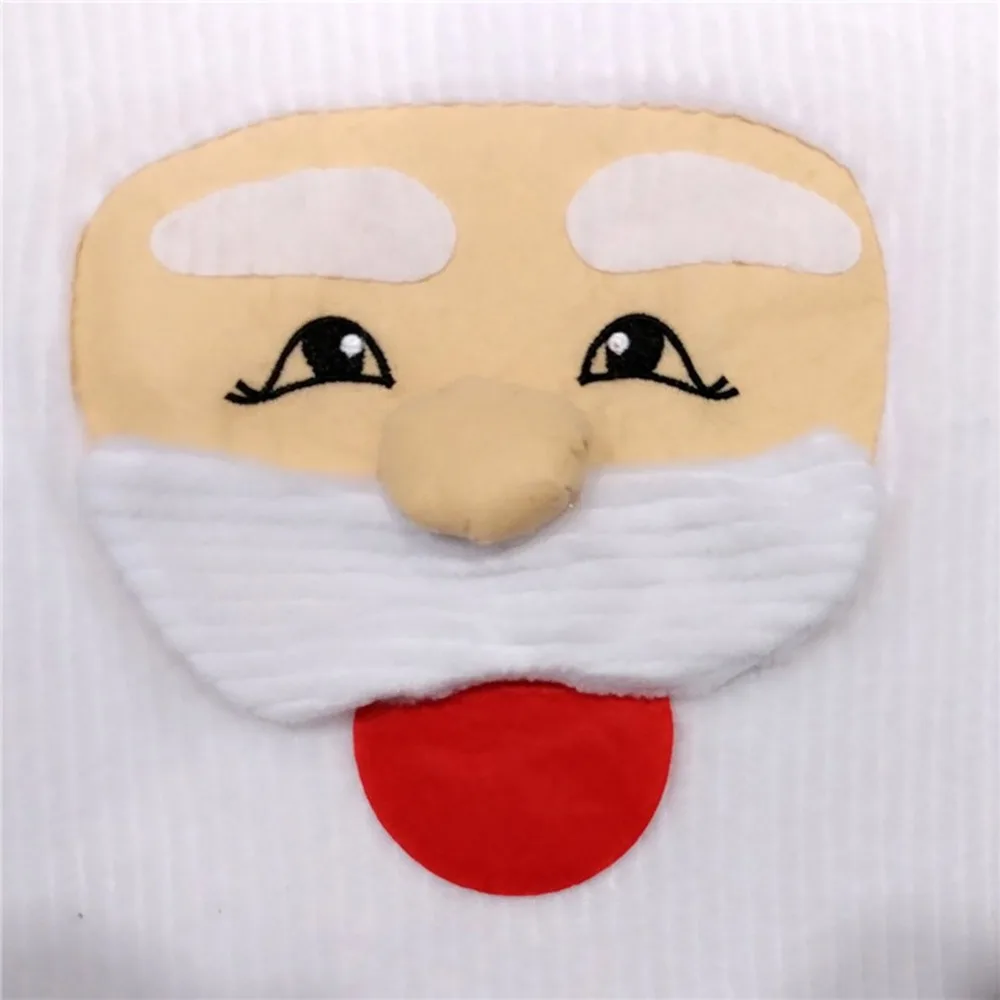 1Set Toilet Foot Pad Seat Cover Cap Christmas Decorations Happy Santa Toilet Seat Cover and Rug Bathroom Accessory Santa Claus