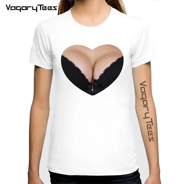 VagaryTees Funny Women Heart Harajuku t-shirt Breast Neckline