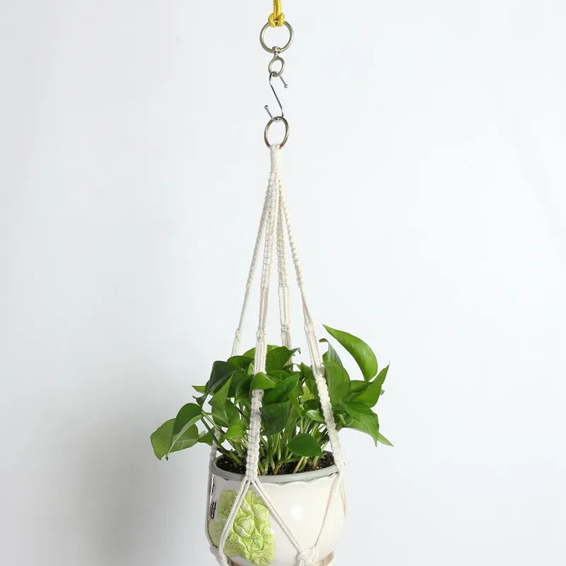 New-Macrame Double Plant Hanger Indoor Outdoor 2 Tier Hanging Planter Cotton Rope 4 Legs 67 inch