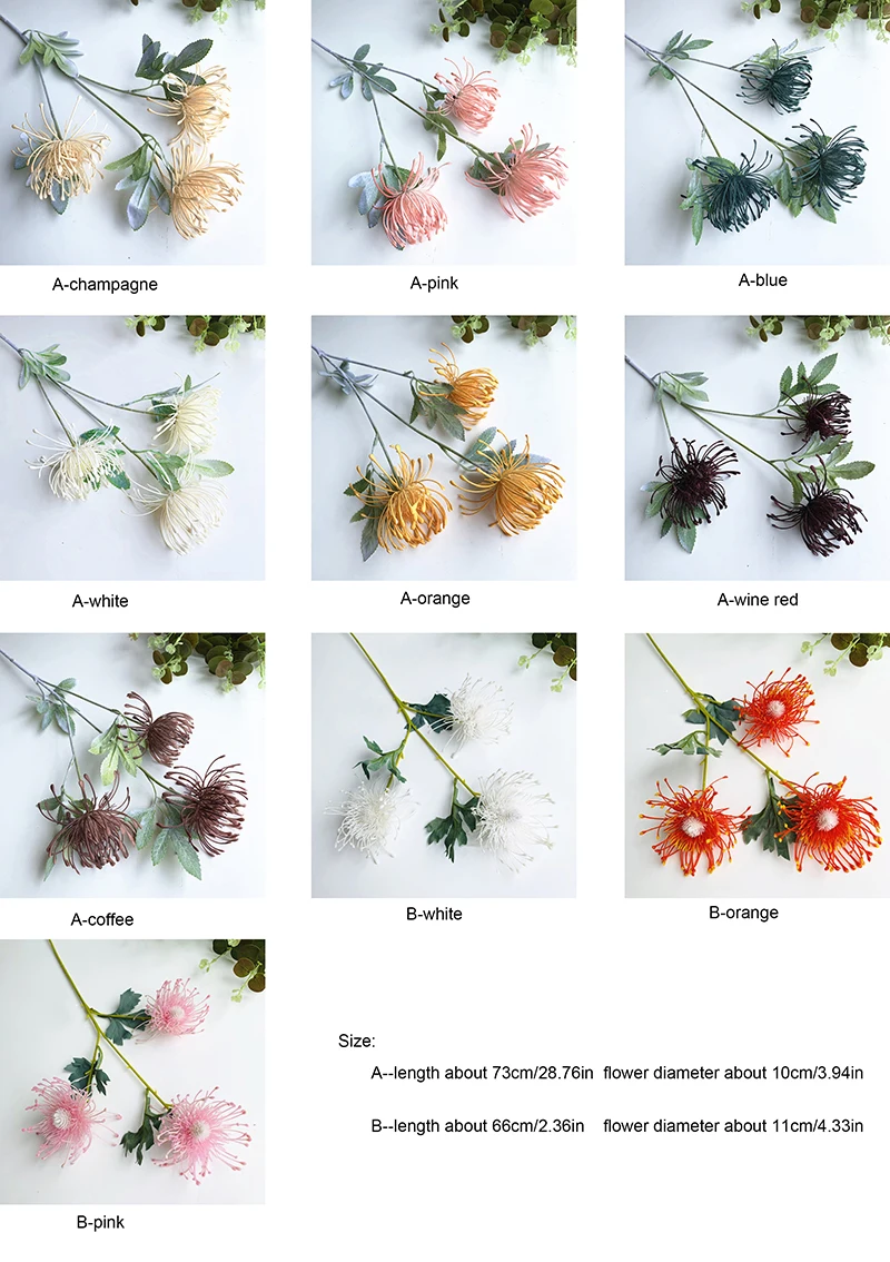 3 головки/ветка Leucospermum искусственные цветы для свадебного украшения Флорес Искусственные пластиковые искусственные цветы