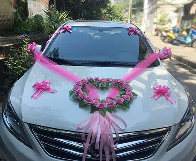 Hochzeit Auto Dekoration Blumen Set Romantische Silk Gefälschte Künstliche  Rose Blume Garland Ziehen Blumen DIY Hochzeit Party Zubehör - AliExpress
