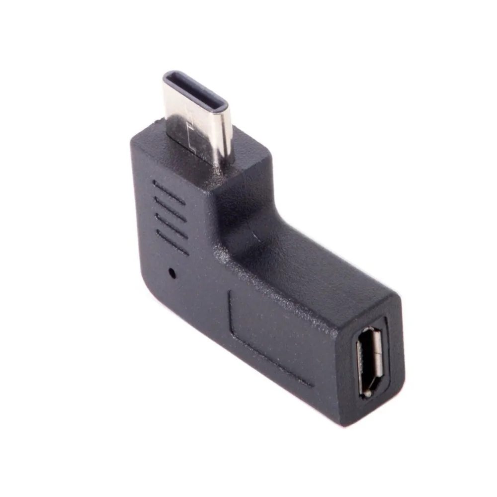 USB-C type-C штекер Micro USB Женский адаптер для передачи данных 90 градусов угловой тип черный тонкий и портативный дизайн