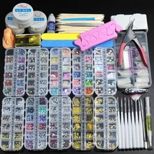 10 коробок для ногтей, акриловая пудра, блестящий маникюрный набор для маникюра, набор для украшения ногтей, драгоценные камни, стразы, набор кистей