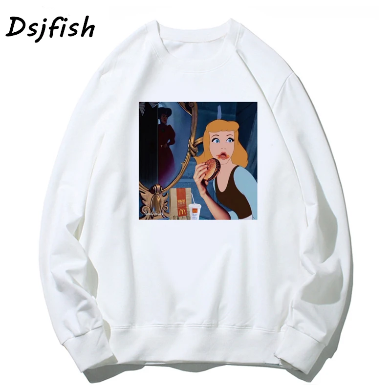 Женские толстовки с капюшоном в стиле Золушки Harajuku Ulzzang Tumblr Популярные топы Kawaii