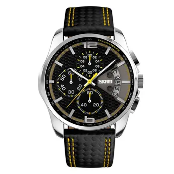

Fashion Men Watch Leather Strap Round Dial 30m Waterproof Quartz Watch Casual Business Wristwatch Sports Watch