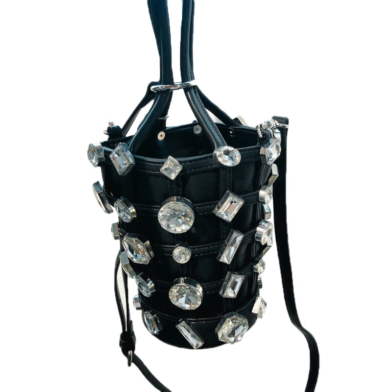 

BEAU-Casual Fashion Rhinestone Crystal Studded Bucket Bag Luxury Handbags Handbags Designer Wallet Messenger Bag