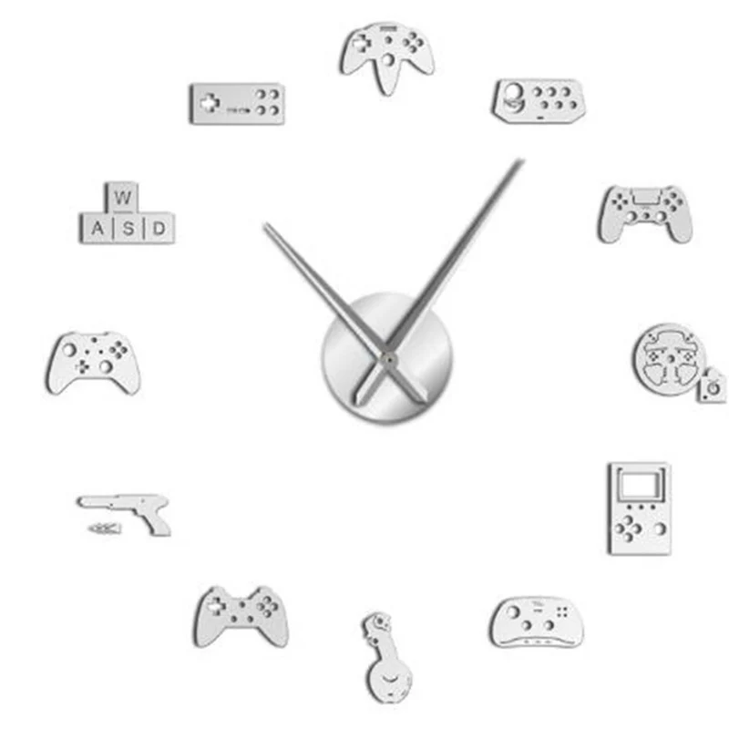 Video Game Controllers Diy Large Wall Clock Modern Design For Game Room