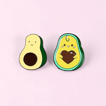 

Avocado Enamel Pin Chocolate Heart Avocado Badge Brooch Funny Cartoon Fruit Badges Lapel Clothes Plant Jewelry Gifts