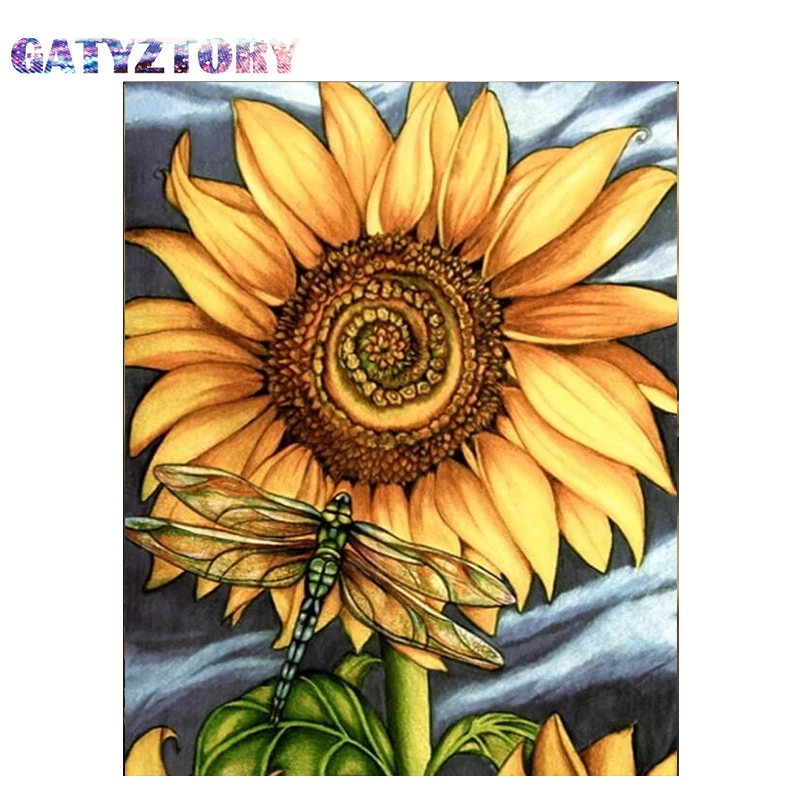 

GATYZTORY Full Drill Diamond Painting Sunflower Crafts Diamond Embroidery Flowers Rhinestones Pictures Full Display Home Decor