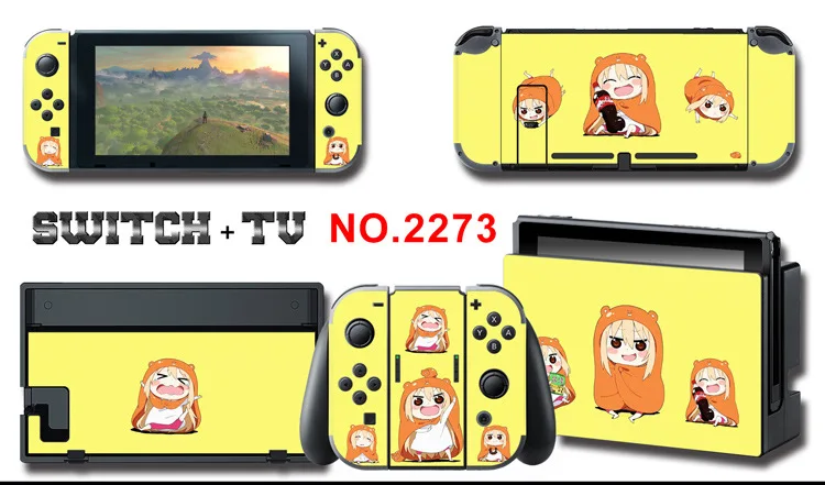 1set New Cute Anime Full Body Sticker for NS Switch Protective Cover Skin Colorful Art for Game Console Joy-Con Controller Decor