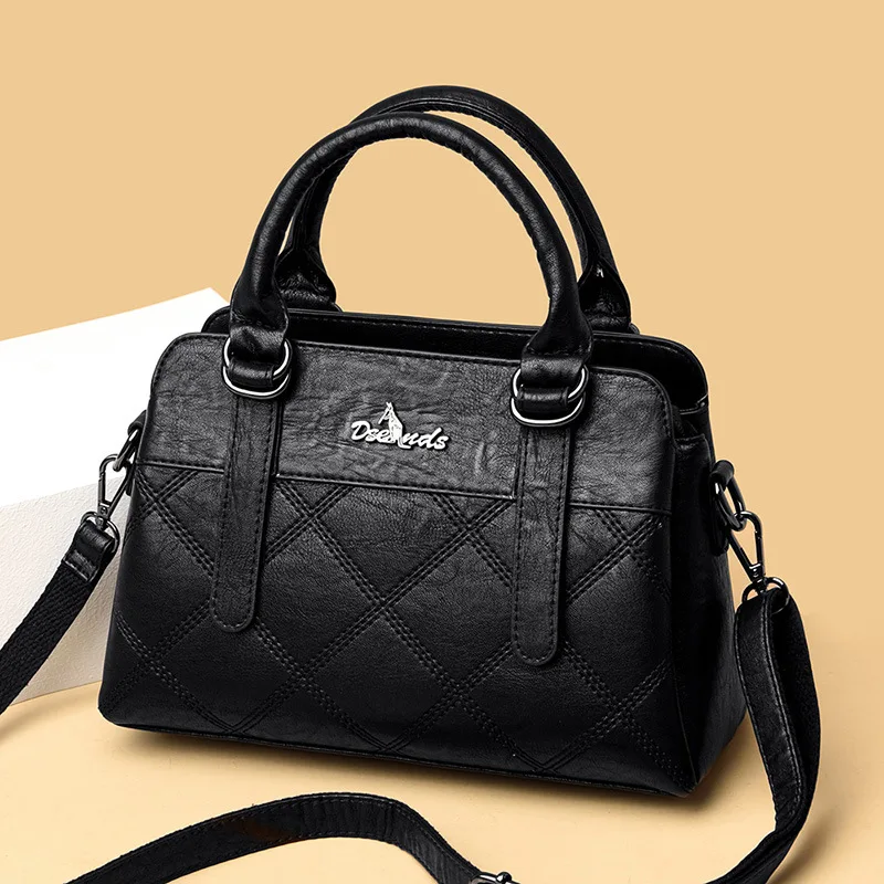 

Middle-aged Women's Sheepskin Mom Handbag 2019 New Style Fashion Korean-style Multilayer Textured Mommy Bag Shoulder
