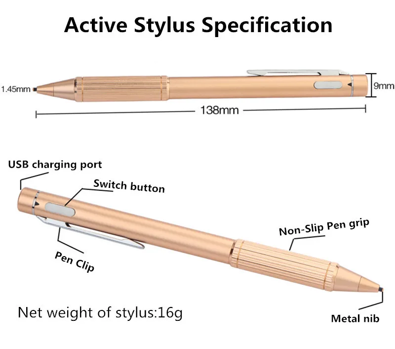Высокоточный активный стилус для емкостного экрана, сенсорный карандаш для ipad, ручка для сенсорного экрана для iphone, рисование, написание для Android