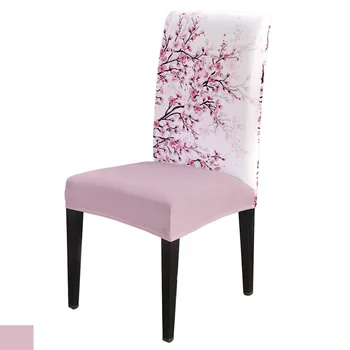 

Dining Chair Covers Cherry Blossom Plum Branch Pink White Chair Cover Spandex Elastic Chair Cover Hotel Wedding Supplies