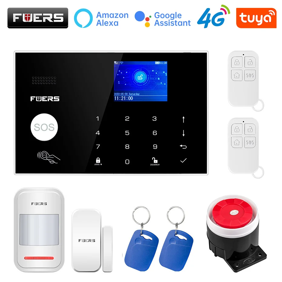 FUERS Alarm Системы WI-FI 4G GMS Tuya Smart домашний комплект для беспроводной сигнализации 433zhm