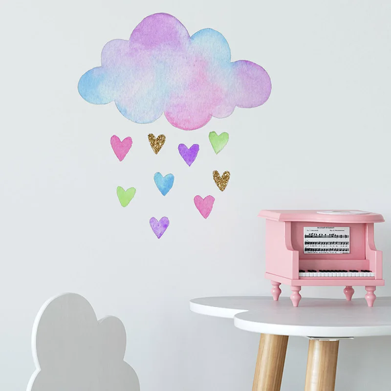 1x Beautiful Cloud Heart Rain DIY Wall Stickers for Bedroom Living Room Kids Nursery Kindergarten Decor Decal Decoration Posters wall stickers vinyl decal stickers
