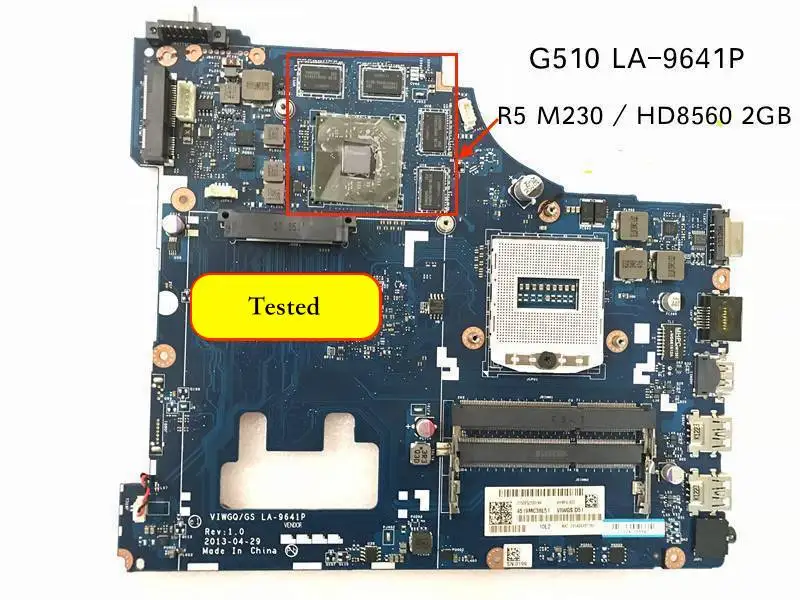 Оригинальная материнская плата для ноутбука Lenovo G510 VIWGQGS LA 9641P R5 M230 / HD8500 2