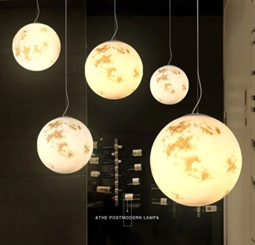 

Modern creative LED pendant lights Nordic moon hanging lamp Glass ball luminaires for bedroom restaurant living room home deco