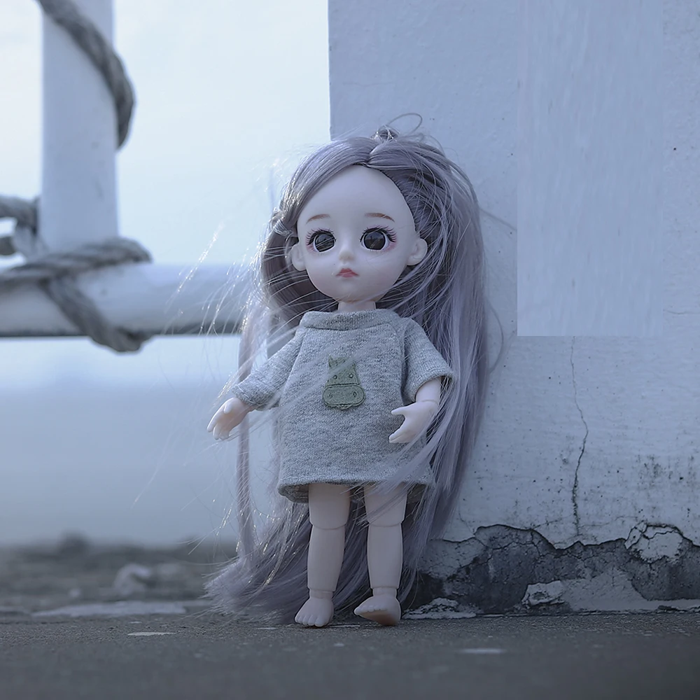 Новинка 16 см BJD кукла с париком 3D глаза одежда наряд обувь парик волосы макияж подвижные суставы кукла для девочек подарок