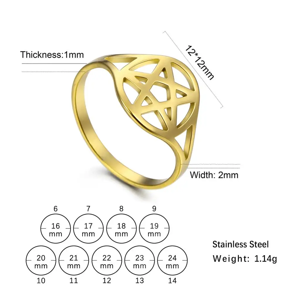 Pagan Symbol Pentagram Ring for Women Men Stainless Steel Star Couple Rings Engagement Wedding Gift Jewelry couples rings stainless steel ring finger ring wedding rings wedding ring