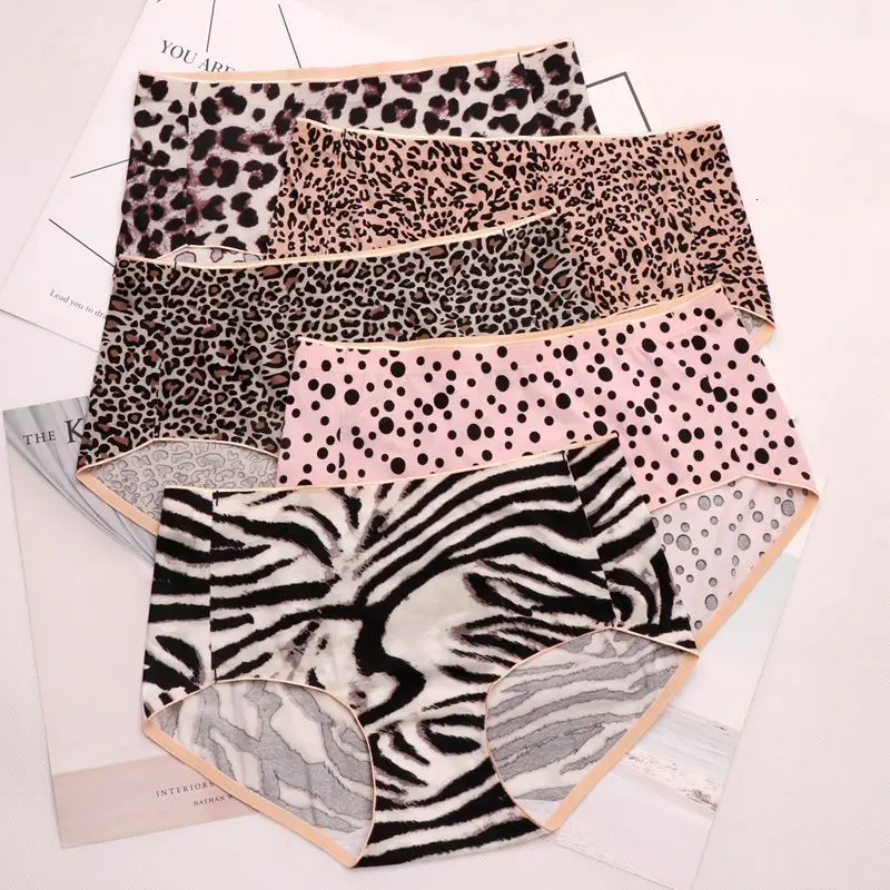 

SP&CITY Wild Leopard Women's Panties Sexy Seamless Underwear Zebra Pattern Female Briefs Soft Milk Silk Ladies Lingerie Panty