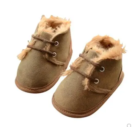Теплая хлопковая обувь с добавлением шерсти для детей от 0 до 1 лет; сезон осень-зима; мягкая подошва; нескользящая обувь для малышей