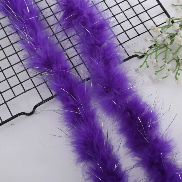 

Purple Trend Turkey Feather Faux Fur Strips Cloth Coat Accessory DIY Grass Collar Hat Dress Strip Garment edge piping Materials