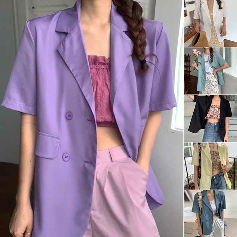 Korean Summer Candy Color Wild Multicolor Loose Short-Sleeve Suit Jacket One Size | Женская одежда