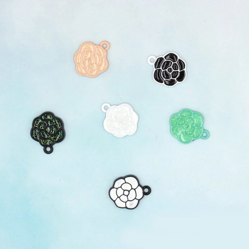 10pcs/lot 15mm Cute Shiny roses Enamel flower color Charms for DIY Earring Jewelry Handmade Headwear accessories Finding XL791 | Украшения