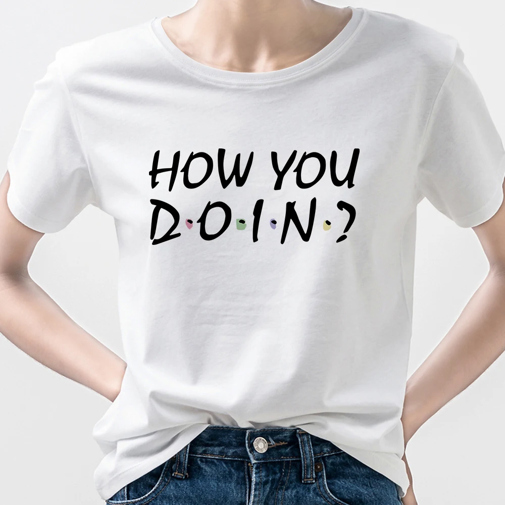 Футболка женская с надписью HOW YOU DOIN свободная стильная хипстерская футболка