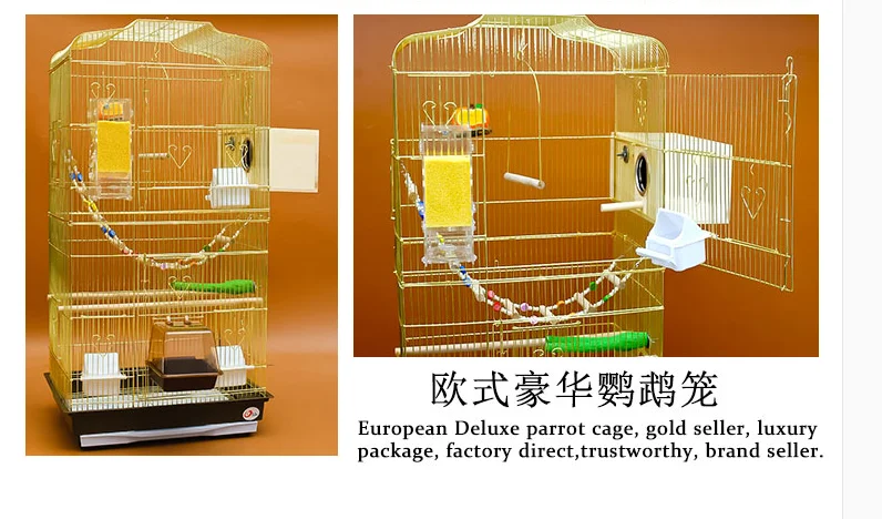 Большой масштаб разведение попугая клетка с тигровой кожей птица кровать большой роскошный Металл Нержавеющая сталь железо украшение птица в клетке