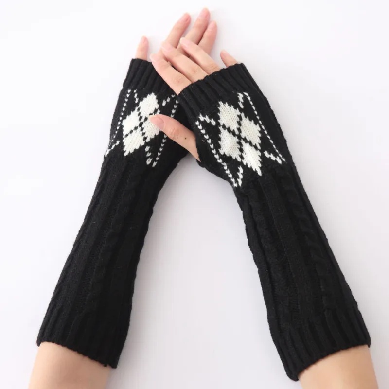 New Women Gloves Goth Clothes Winter Wrist Arm Warmer Skull Knitted Long Fingerless Gloves Mitten Halloween Fashion Girl Sleeve leather fingerless gloves mens